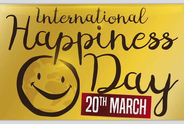 Ilustracja wektorowa buźkę w świecie Międzynarodowy Dzień, szczęścia, — Wektor stockowy