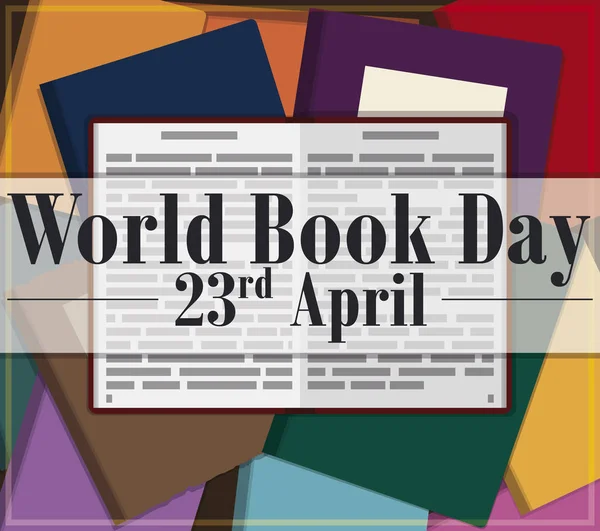 Top View of Many Books to Celebrate World Book Day, Vector Illustration
