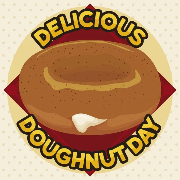 Delicioso Donut Canela listo para la celebración del Día de la Donut, Vector Ilustración — Vector de stock