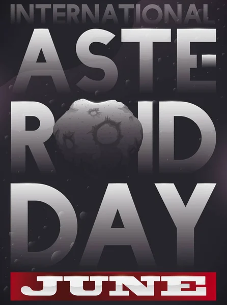 Зона астероидов с красным напоминанием для празднования Международного дня астероидов, векторная иллюстрация — стоковый вектор