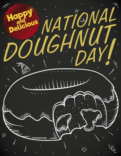 Välsmakande krita ritning för nationella doughnut dag firande, vektor illustration — Stock vektor