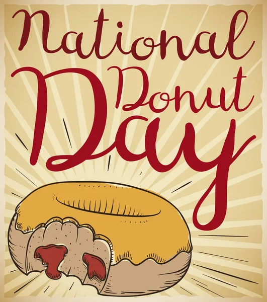 Retro design främja nationella donut firandet dag, vektor illustration — Stock vektor