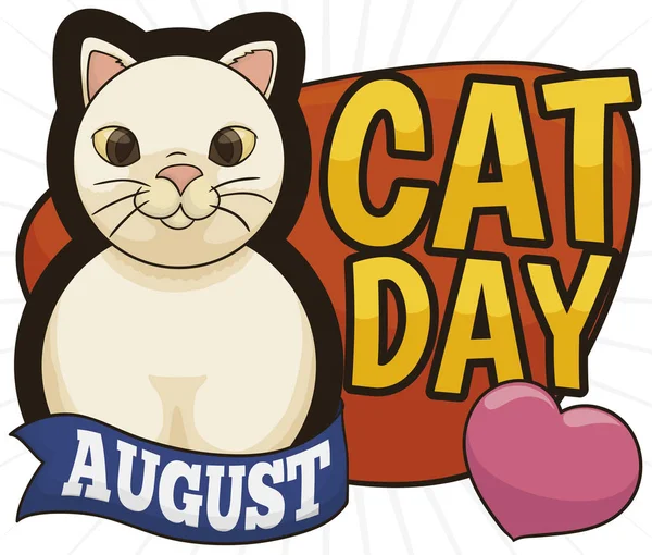 Cute kitty jak numer "8" na dzień kot święto w sierpniu, wektor ilustracji — Wektor stockowy