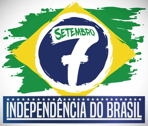 Bandeira do Brasil em estilo pincel para comemoração do Dia da Independência, ilustração vetorial — Vetor de Stock