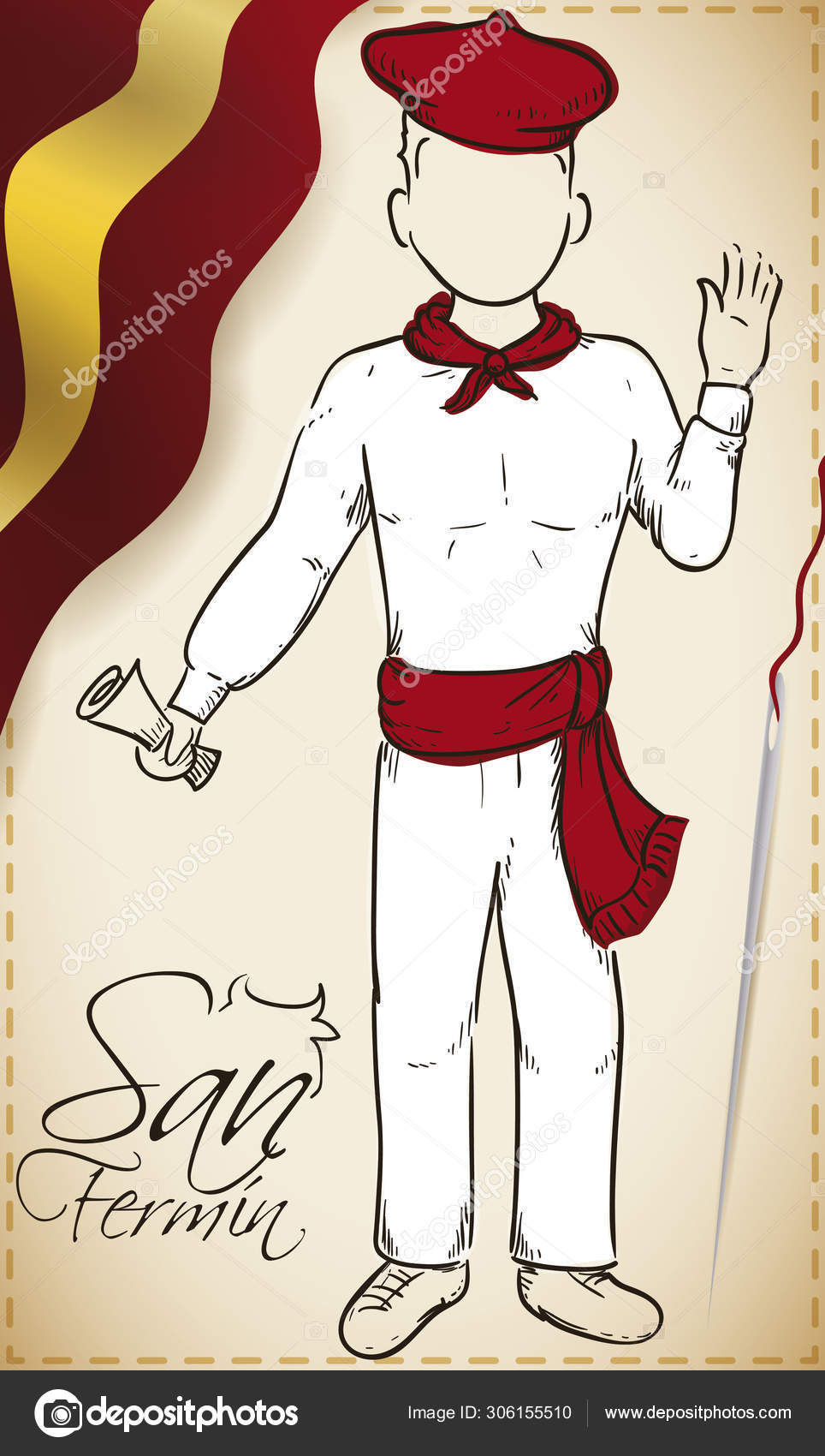 Traditional Spaniard Clothes to Enjoy San Fermin Festival, Vector