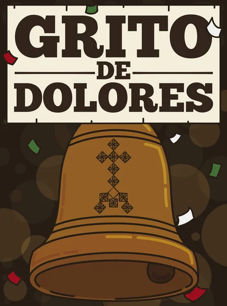 Bell anuncia el "Grito de Dolores" en el Día de la Independencia de México, Vector Illustration — Vector de stock