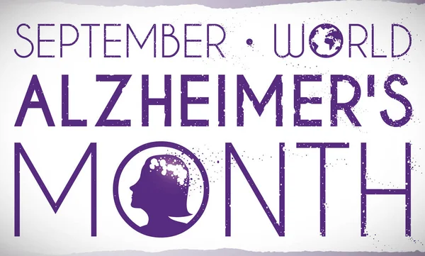 Segno erotico e silhouette femminile per commemorare il mese dell'Alzheimer, illustrazione vettoriale — Vettoriale Stock