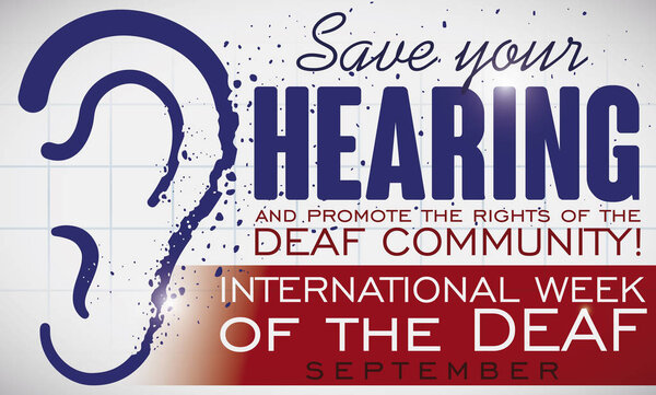 Ear Fading Promoting Rights and Awareness during Deaf's Week, Vector Illustration
