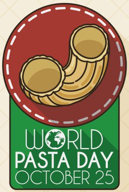 Dünya Pasta Günü Kutlaması için Gomiti ile Anma Düğmesi, Vektör İllüzyonu