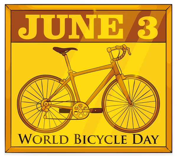 Placa Dourada Com Bicicleta Como Parte Dos Eventos Comemorativos Dia —  Vetores de Stock