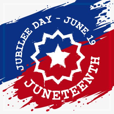 Graffiti design and paint splashes of Juneteenth flag, as symbol of freedom during its American celebration. clipart
