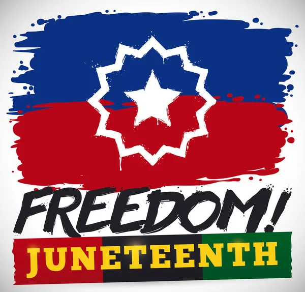 Diseño Estilo Pincelada Con Bandera Juneteenth Cinta Adhesiva Con Colores — Archivo Imágenes Vectoriales