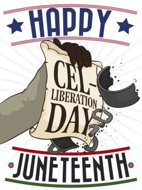 Haziran 'da özgürlüğün sembolü olarak el ele tutuşma tomarı ile hatıra tasarımı, Cel-Liberation Day olarak da adlandırılır..