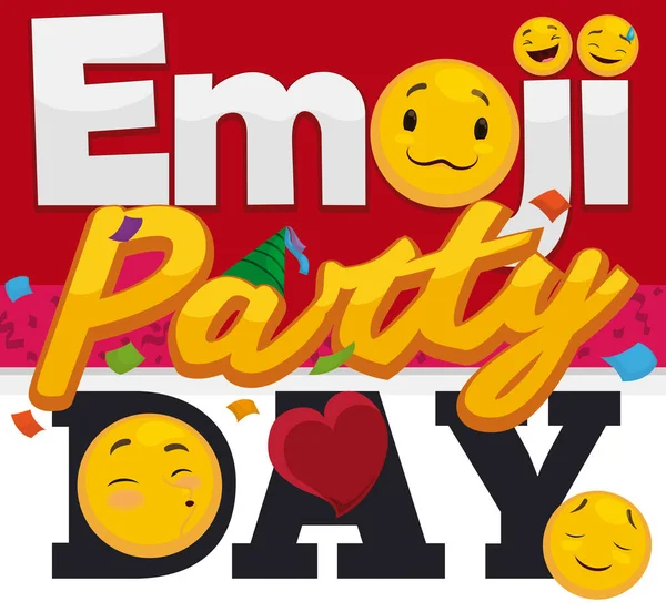 Laza Levelű Naptár Design Boldog Emojik Ünnepli Napját Party Kalap — Stock Vector