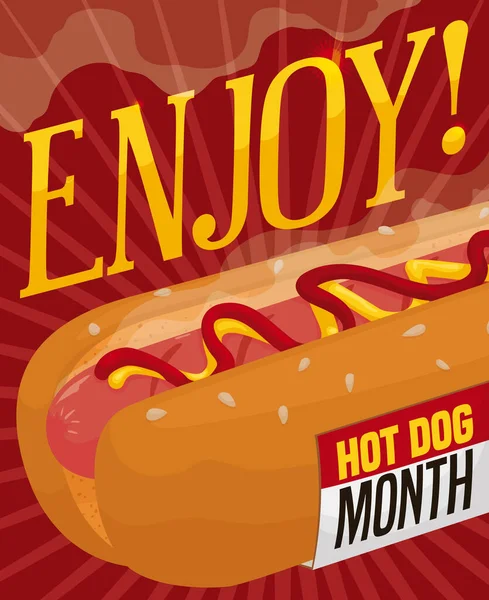 Delizioso Classico Hot Dog Con Aroma Fresco Servito Una Scatola — Vettoriale Stock