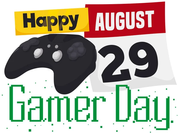 Loose Leaf Calendar Tape Gaming Controller Reminding You Celebrate Gamer — Stock Vector