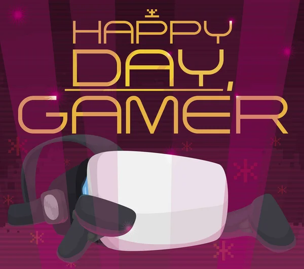 Headset Joysticks Iniciando Uma Experiência Cibernética Imersiva Celebrando Gamer Day —  Vetores de Stock
