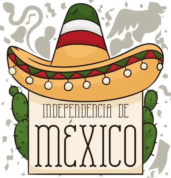 Symboles Traditionnels Mexicains Silhouettes Pour Célébrer Son Indépendance Serpent Cactus — Image vectorielle