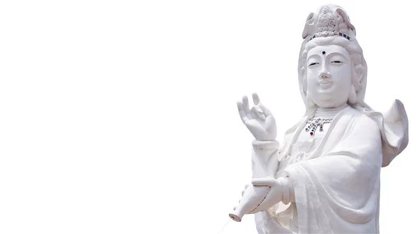 Guan Yin Deusa Estátua Misericórdia Isolado Fundo Branco — Fotografia de Stock