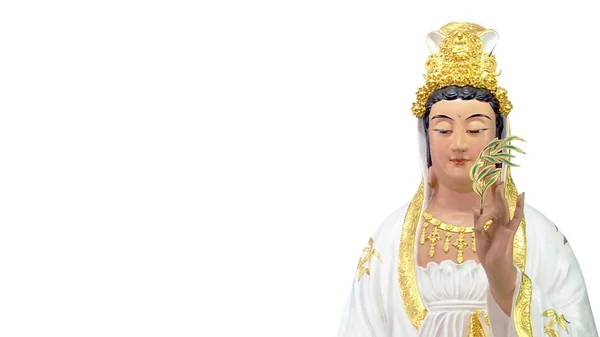 Guan Yin Istennője Mercy Szobor Elszigetelt Fehér Background — Stock Fotó