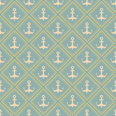 Deniz ruh, çapa, vintage tarzı ile Seamless deniz modeli