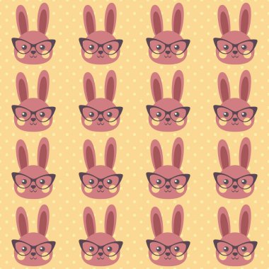 Akıllı tavşan deseni, sevimli karakterleri ile sorunsuz vektör çizim
