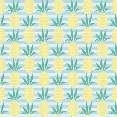 Ananas vektör desen. Yaz renkli tropikal yazdırma. Çizgili arka plan