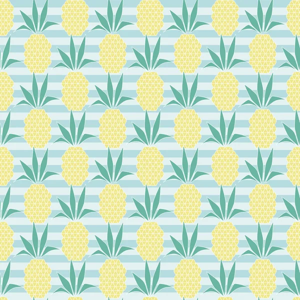 Pineapple Vector Pattern Summer Colorful Tropical Print Striped Background — Stock Vector
