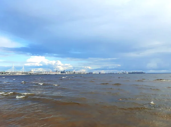 Αγία Πετρούπολη Ρωσία Αυγούστου 2018 Της Ακτής Από Τον Κόλπο — Φωτογραφία Αρχείου