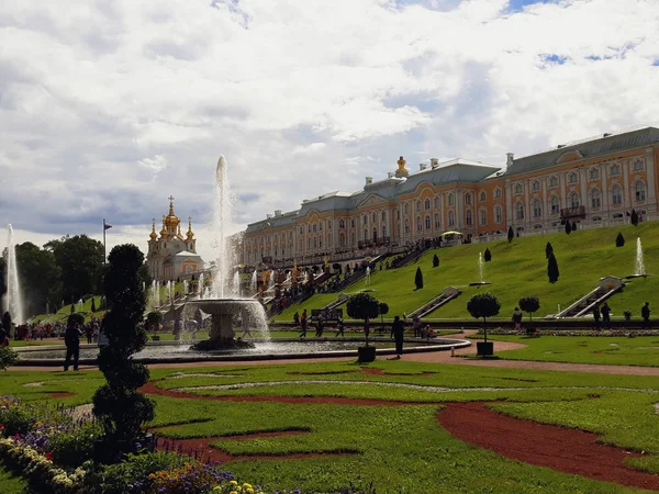 Petrohrad Rusko Srpna 2018 Grand Kaskáda Pertergof Paláce — Stock fotografie