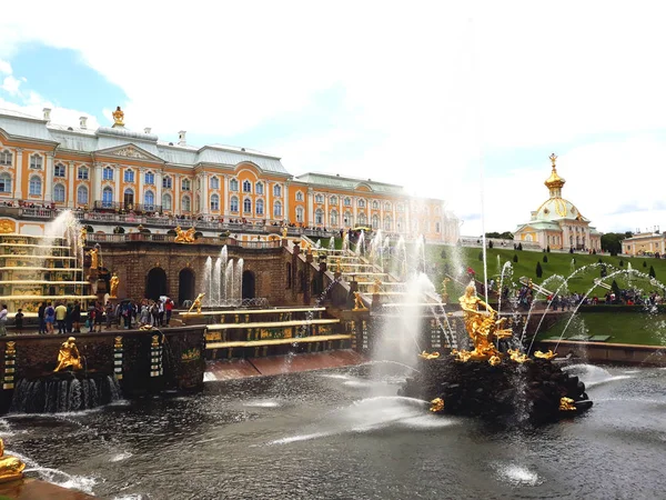 Petrohrad Rusko Srpna 2018 Grand Kaskáda Pertergof Paláce — Stock fotografie