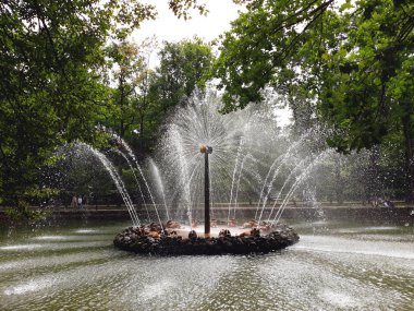 Saint Petersburg, Rusya - 7 Ağustos 2018: Çeşme alt Peterhof Parkı 