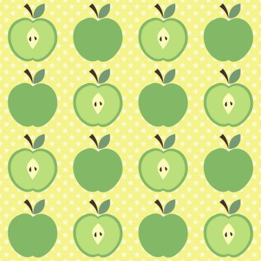Tatlı elma desen. Tekstil ve scrapbook kağıt için soyut elma ile sorunsuz vektör çizim