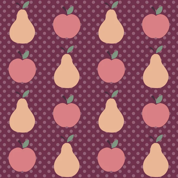 Lindo Patrón Manzana Pera Ilustración Vectorial Sin Costuras Con Frutas — Archivo Imágenes Vectoriales