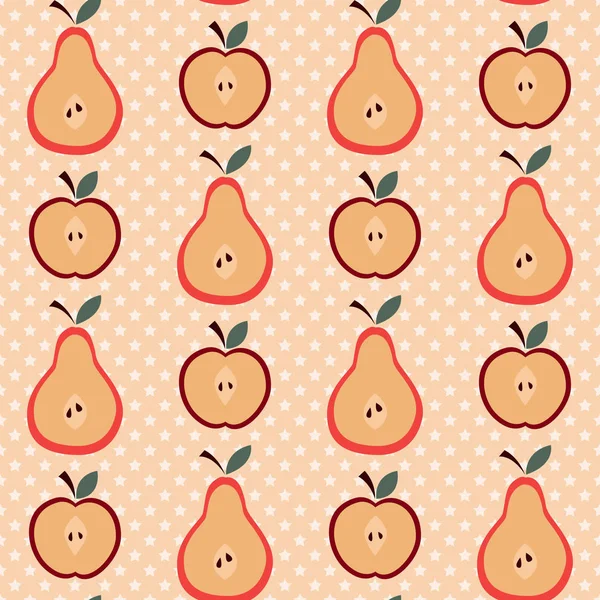 Lindo Patrón Manzana Pera Ilustración Vectorial Sin Costuras Con Frutas — Archivo Imágenes Vectoriales