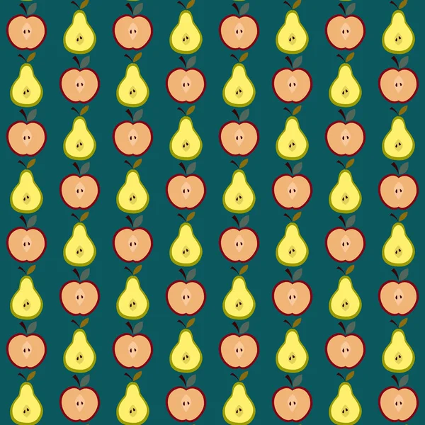 Милий Яблуко Груша Візерунок Безшовна Векторна Ілюстрація Абстрактними Фруктами Текстильного — стоковий вектор