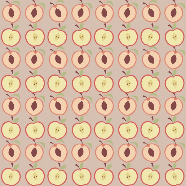 Lindo Patrón Manzana Melocotón Ilustración Vectorial Sin Costuras Con Frutas — Archivo Imágenes Vectoriales
