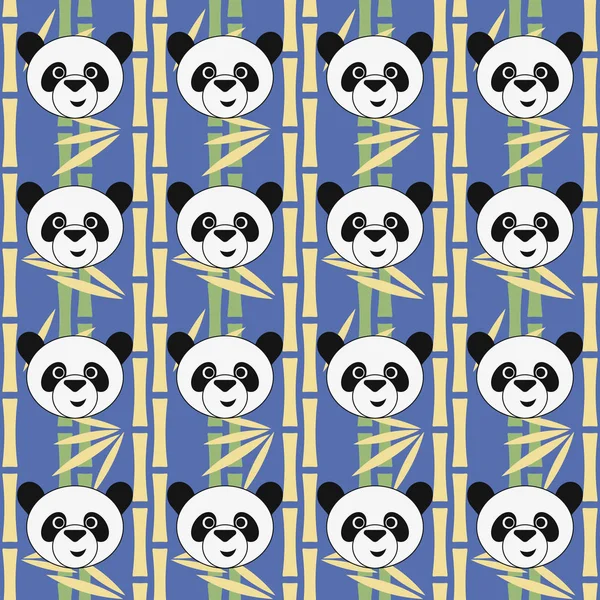 Niedlichen Cartoon Pandas Mit Bambus Hintergrund Nahtlose Vektorabbildung — Stockvektor