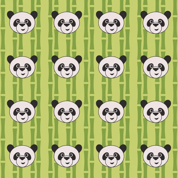 竹の背景を持つかわいい漫画のパンダ シームレスベクトルイラストレーション — ストックベクタ