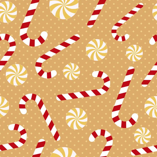 キャンディ杖付きシームレスパターン クリスマスベクトルイラスト — ストックベクタ