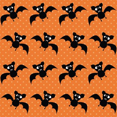 Sevimli Cadılar Bayramı yarasası. Komik karakterlerle dikişsiz vektör illüstrasyonu