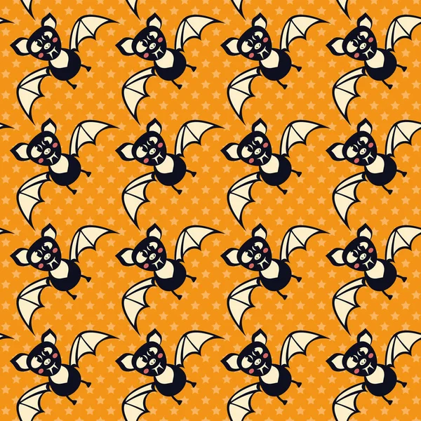 Niedliche Halloween Fledermaus Nahtlose Vektorillustration Mit Lustigen Charakteren — Stockvektor