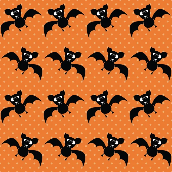 Bonito Morcego Halloween Ilustração Vetorial Sem Costura Com Personagens Engraçados — Vetor de Stock