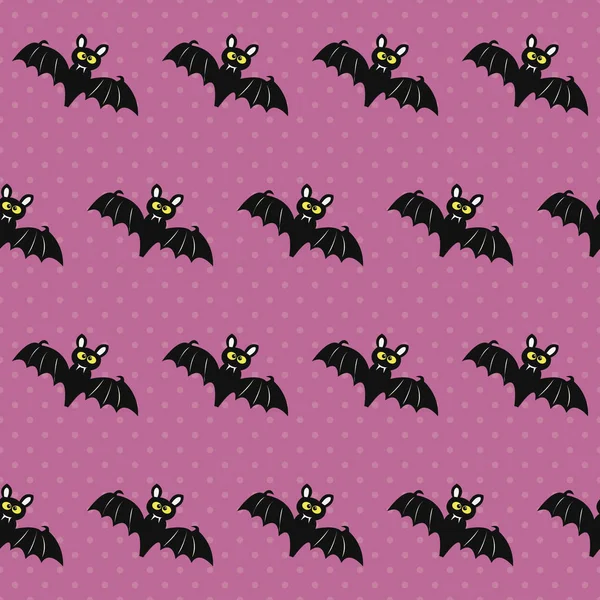 Bonito Morcego Halloween Ilustração Vetorial Sem Costura Com Personagens Engraçados — Vetor de Stock