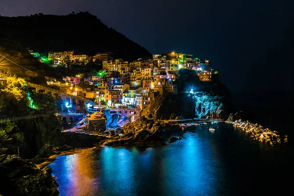 Τοπίο Νύχτα Μαναρόλα Terre Ιταλία — Φωτογραφία Αρχείου