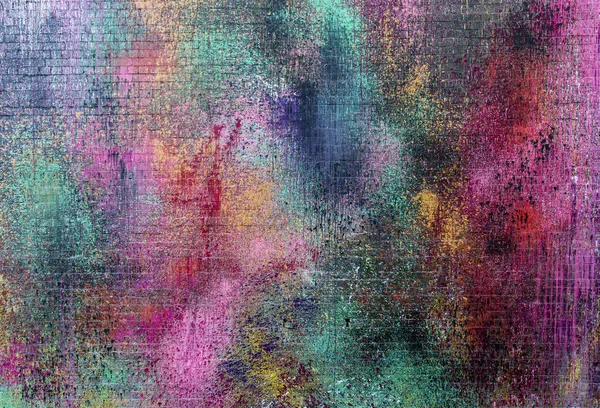 Τοίχος από τούβλα ζωγραφισμένο με ζωηρά χρώματα — Φωτογραφία Αρχείου