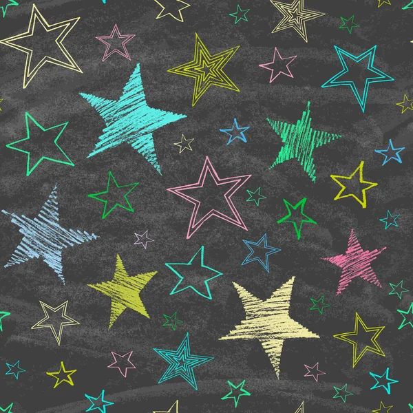 Ensemble d'étoiles dessinées à la main sur tableau. — Image vectorielle