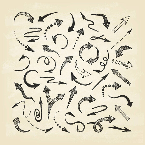 Vector illustration of hand drawn doodle arrows — Stock Vector