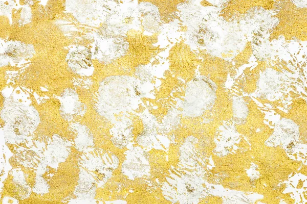 Pintura dourada sobre fundo branco com brilhos — Fotografia de Stock