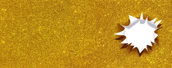 Zlatý lesklý papír s otrhaných díra, která vypadá jako hvězda — Stock fotografie